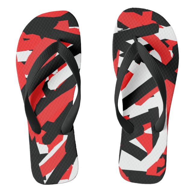 Black, White and Red Graffiti  Thongs (Footbed)