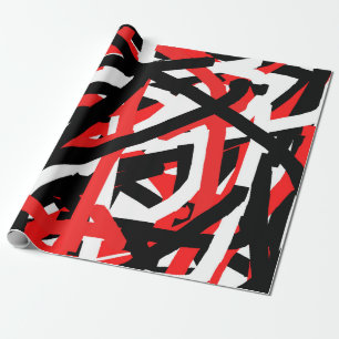 Black, White and Red Graffiti Wrapping Paper