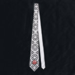 Black White and Red Heart Damask Tie<br><div class="desc">Any Tie that isn't printed front and back can be customised by you to have the print on the back side too.  Just click customise more and select all and copy and then select the back side and paste.</div>