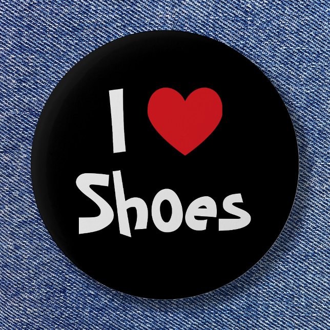 Black White and Red Heart I Love Shoes 6 Cm Round Badge (I Love Shoes Pinback Button)