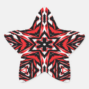 Black, White and Red Kaleidoscope Star Sticker