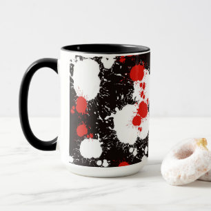 Black, White and Red Paint Splatter Mug
