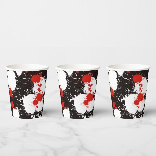 Black, White and Red Paint Splatter Paper Cups (Multi)