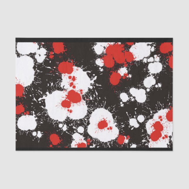 Black, White and Red Paint Splatter Tissue Paper (Front)