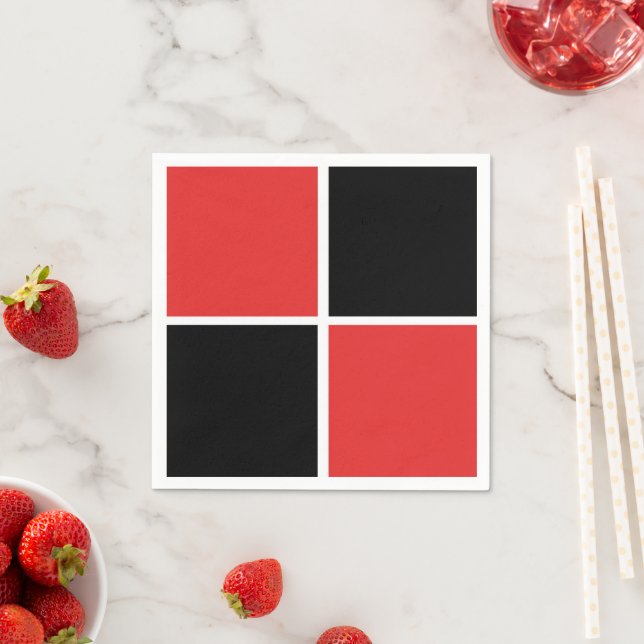 Black, White and Red Pattern paper Napkin (Insitu)