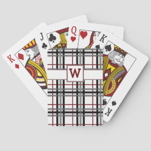 Black White and Red Plaid Classic Playing Cards