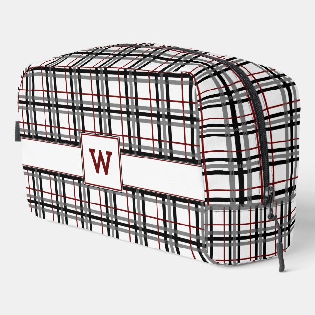 Black White and Red Plaid Dopp Kit (Right Corner)