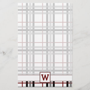Black White and Red Plaid Stationery