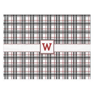 Black White and Red Plaid Tablecloth