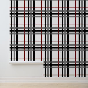 Black White and Red Plaid Wallpaper