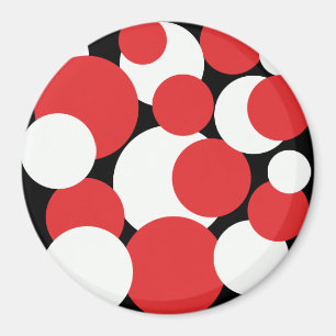 Black, White and Red Polka Dots  Magnet
