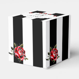 Black White and Red Rose Wedding Favour Box
