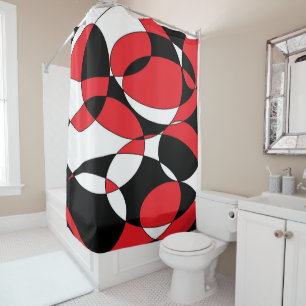 Black, White and Red Shower Curtain