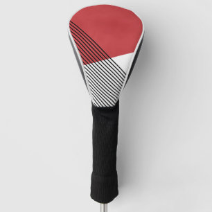 Black, white and red simple geometric art golf head cover