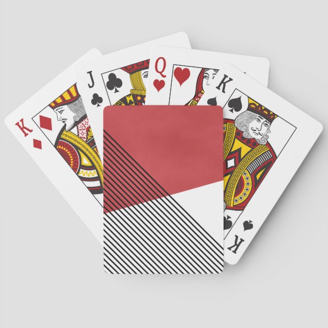 Black, white and red simple geometric art playing cards (Back)