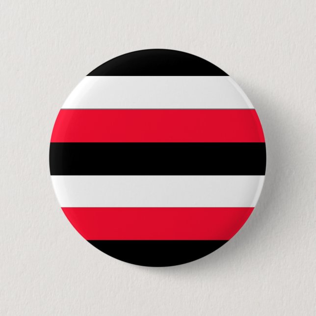 Black, white and red stripes 6 cm round badge (Front)
