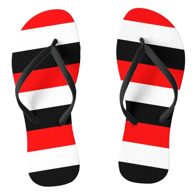 Black, White and Red Stripes  Thongs (Footbed)