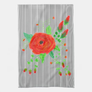 Black White and Red Tea Towel