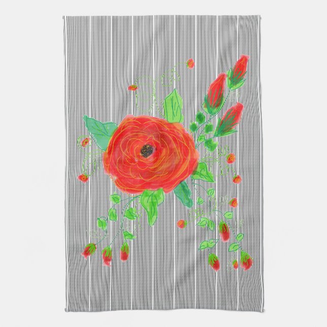 Black White and Red Tea Towel (Vertical)
