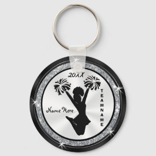 Black, White and Silver Custom Cheer Keychains