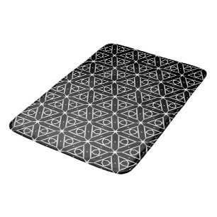 Black White and Silver Geometric pattern Bath Mat