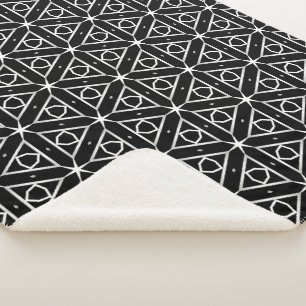 Black White and Silver Geometric pattern Sherpa Blanket