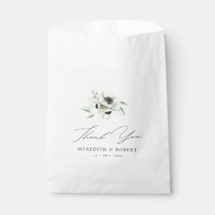 Black & White Anemones Winter Wedding Thank You Favour Bag