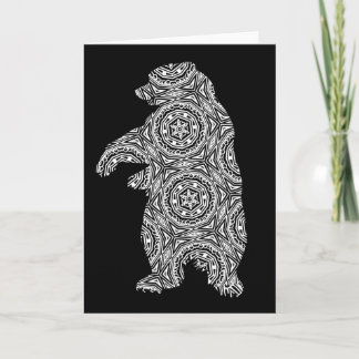 Black White Animal Bear Geometric Colouring Art Card