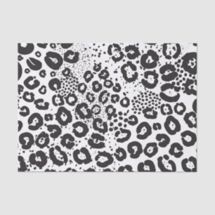 Black White Animal Print Snow Leopard Cheetah Tissue Paper