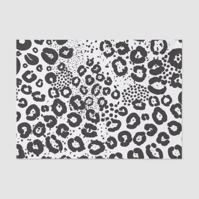 Black White Animal Print Snow Leopard Cheetah Tissue Paper (Front)