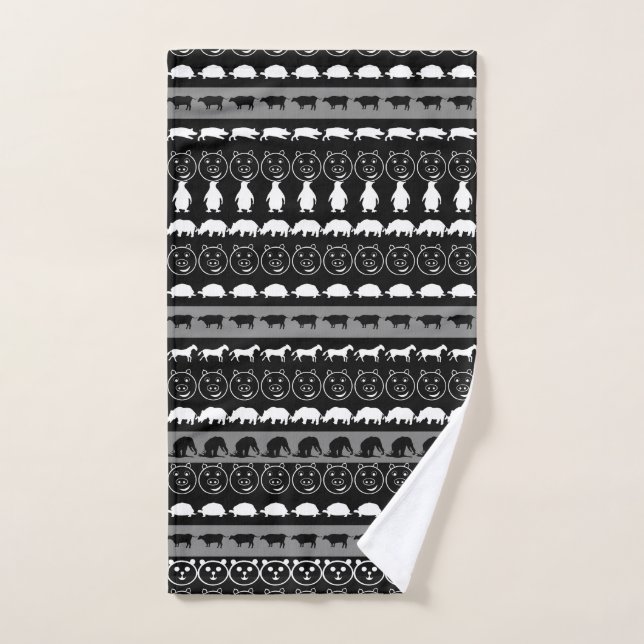 Black White Animals Hand Towel (Hand Towel)
