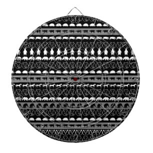 Black White Animals Modern Stripes Pattern #2 Dartboard