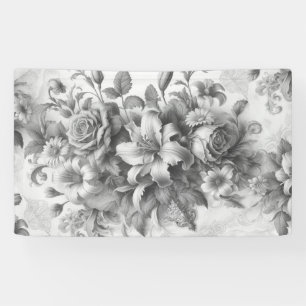 Black & White Antique Floral Perfection Banner