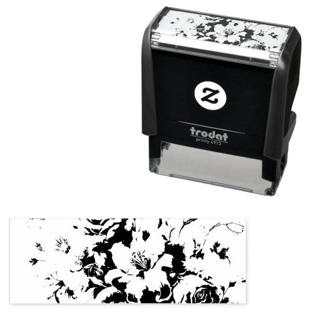 Black & White Antique Floral Perfection Self-inking Stamp (In Situ)