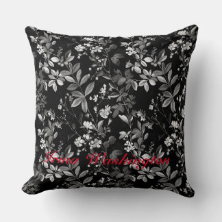 Black White antique old botanical 4 Cushion