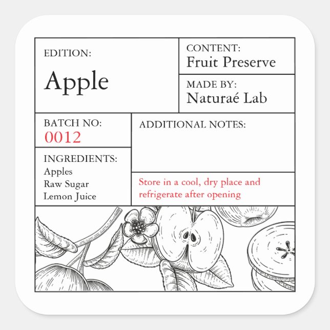 Black & White Apothecary Apple label (Front)