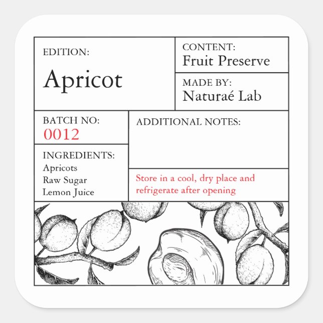 Black & White Apothecary Apricot label (Front)