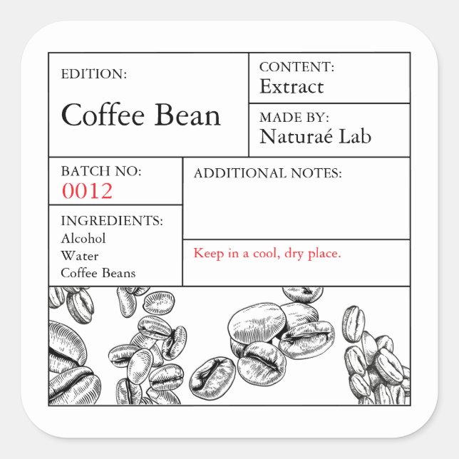 Black & White Apothecary Coffee Bean label (Front)