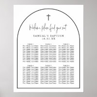 Black White Arch Minimalist Baptism Seating Chart