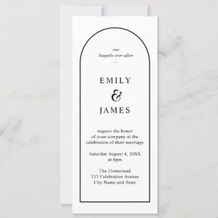 Black & White Arch Minimalist Long Wedding Invitat Invitation