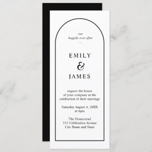 Black & White Arch Minimalist Long Wedding  Invitation