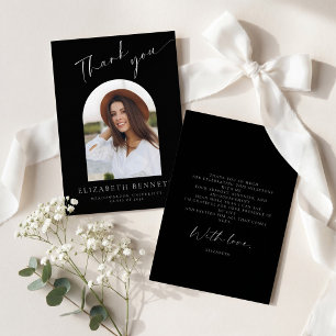 Black White Arch Photo Graduation  Thank You Card