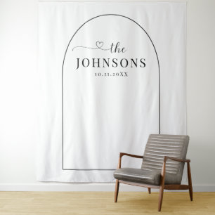 Black & White Arch Wedding or Anniversary Backdrop Tapestry