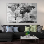 Black & White Archival Quality Giclee World Map<br><div class="desc">100% cotton canvas archival quality giclee world map canvas print. Stretched on frame,  ready to hang,  no additional framing required.</div>