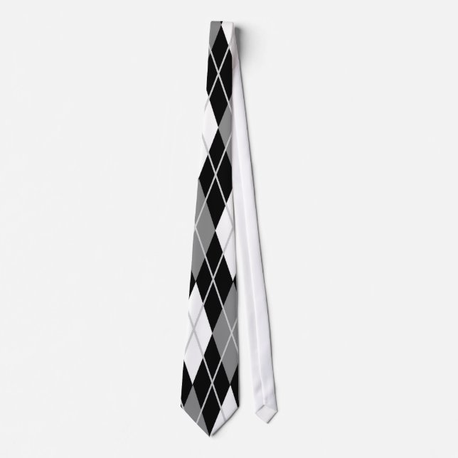 Black White Argyle Tie (Front)