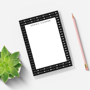 Black & White Arrows Pattern Personalised Notes