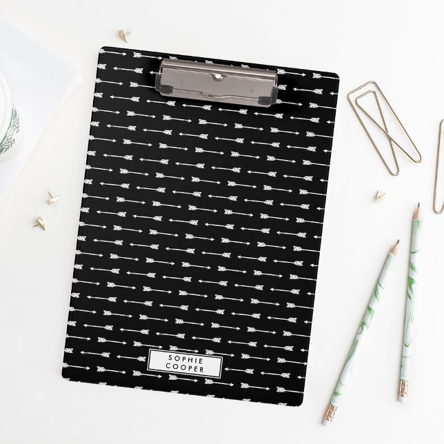 Black & White Arrows Personalised Clipboard (Creator Uploaded)