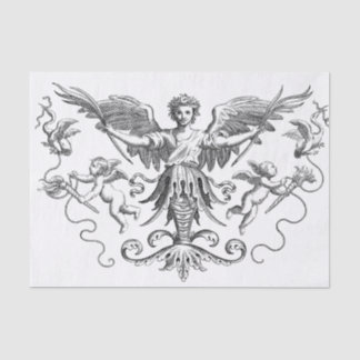 Black & White Art Deco Design Cherub Decoupage Tissue Paper