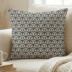 Black White Art Deco Geometric Pattern Cushion