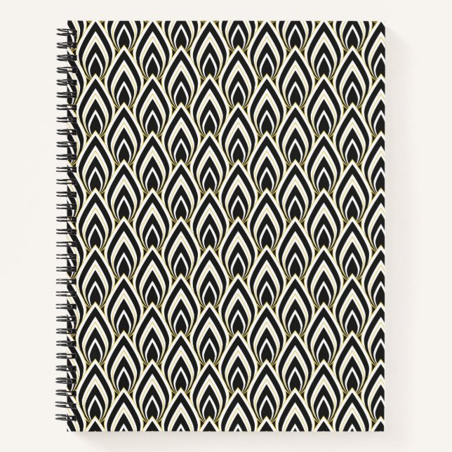 Black & White Art Deco  Notebook (Front)
